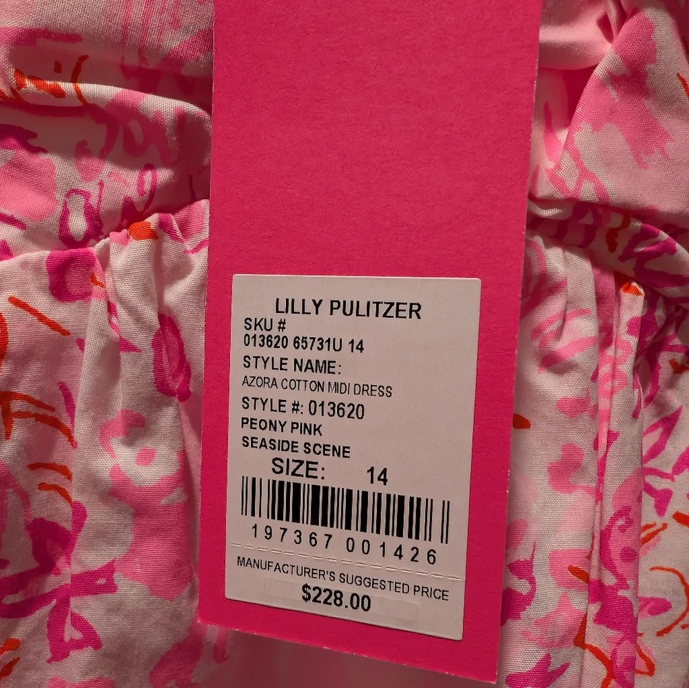 NWT Lilly Pulitzer Women's Azora Floral Cotton Midi Dress - Picture 3 of 3